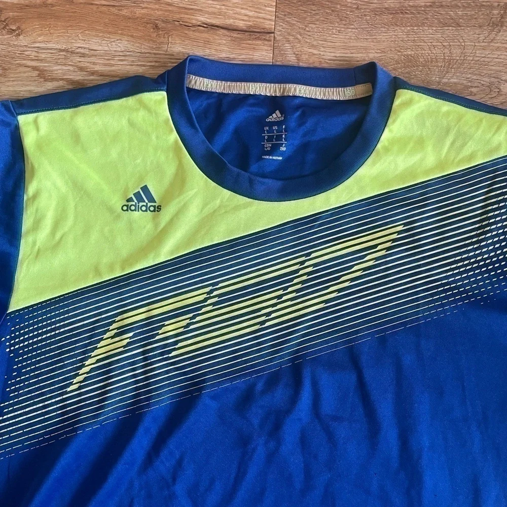 Adidas F-50 short sleeve training tee for men Color blue/yellow men size large